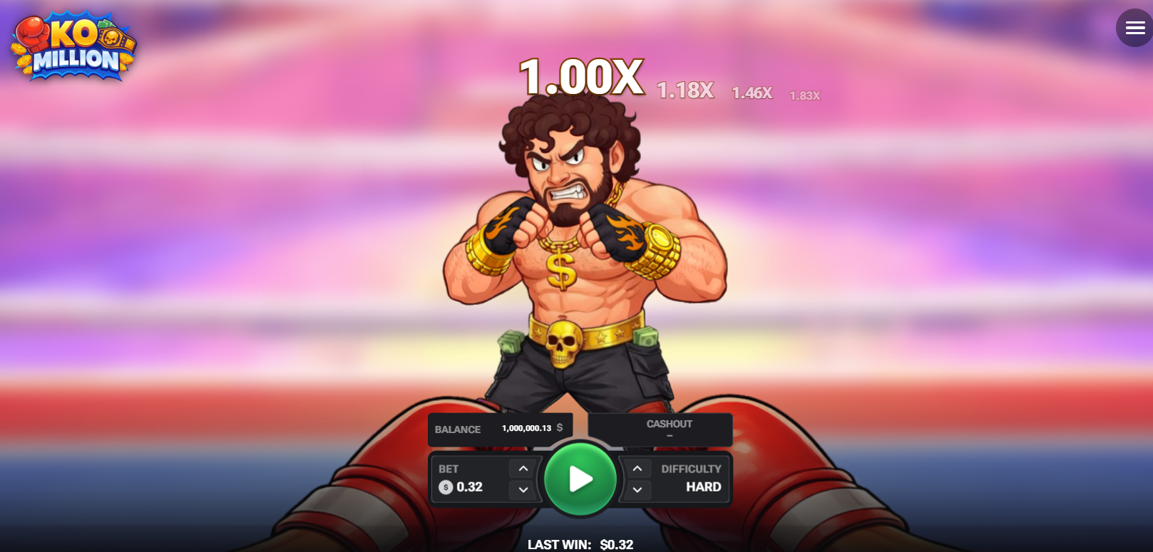 KO Million avis arnaque casino démo jeu : boxeur sur le ring et multiplicateur