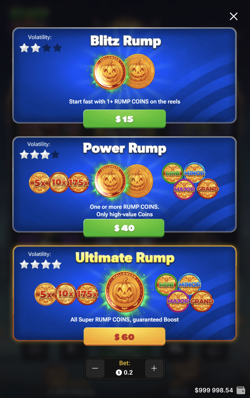 Rump And Halloween app français inscription argent avis : options bonus en vue mobile verticale