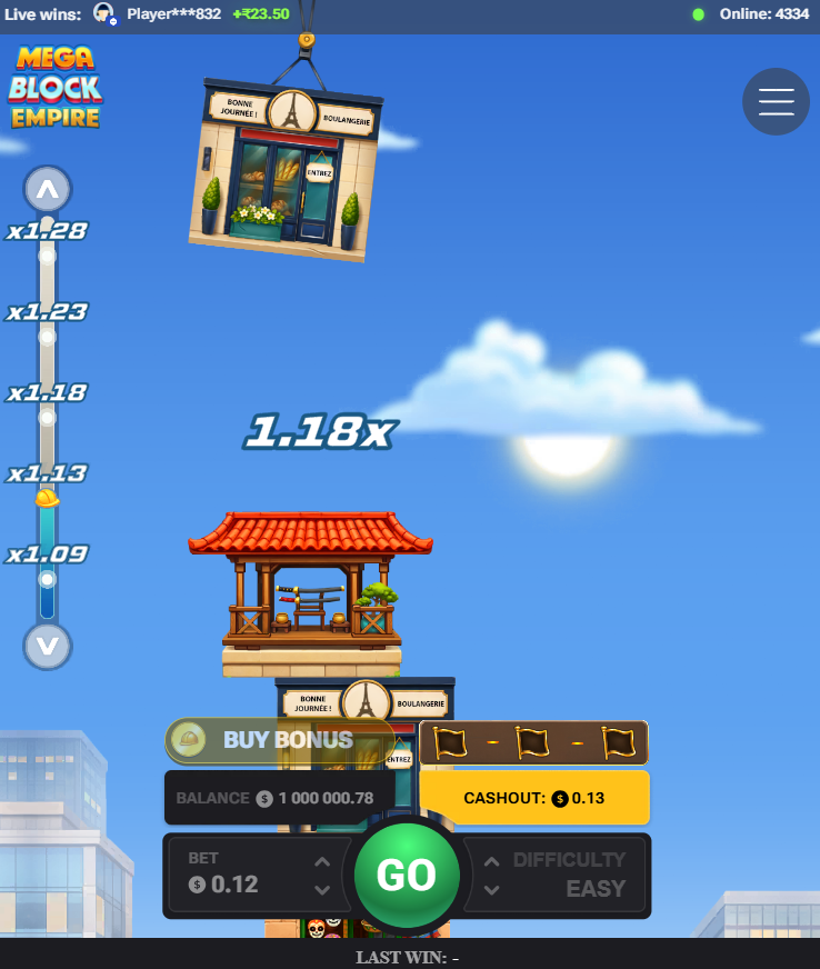 MegaBlock Empire app français inscription argent avis : grue en vue mobile verticale