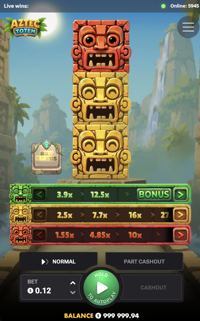 Aztec Totem app français inscription argent avis : jeu en vue mobile verticale